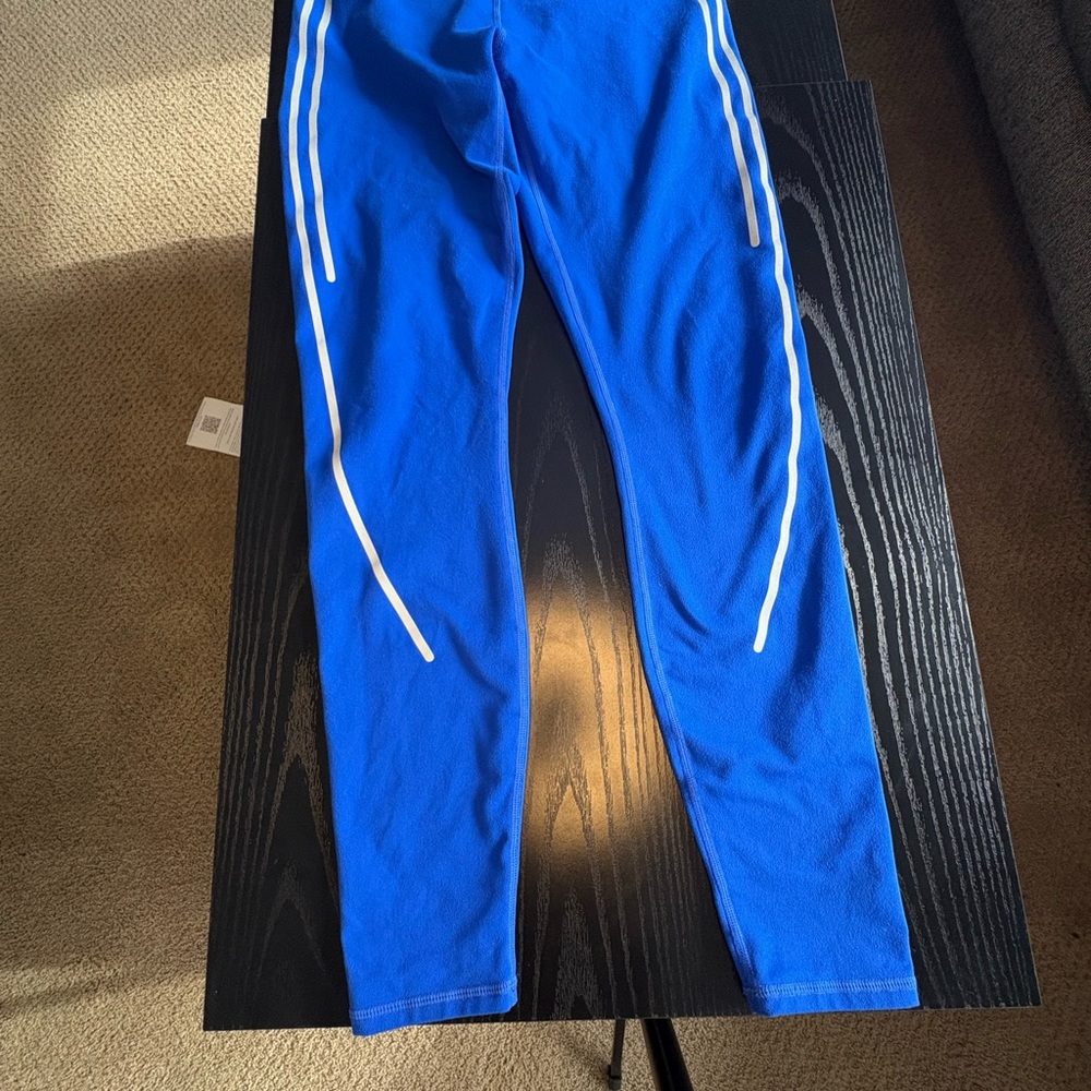 bletics Women’s PowerHold Leggings – Royal Blue with reflective Stripes, medium